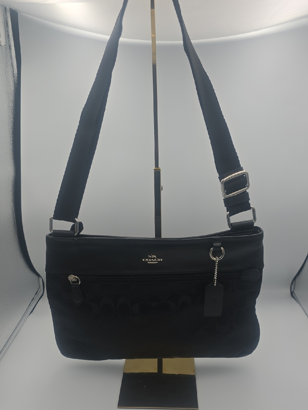 Coach Black Crossbody Shoulder Bag with Silver Hardware